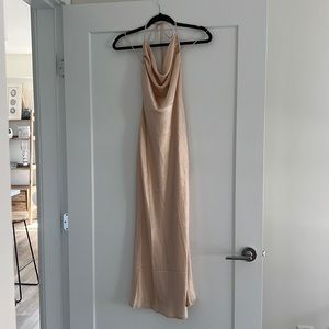 12th Tride - sheer/cream cow neck and backless dress slip